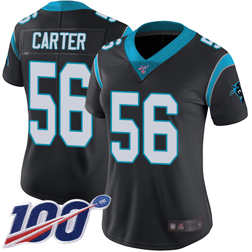 Carolina Panthers Limited Black Women Jermaine Carter Home Jersey NFL Football #56 100th Season Vapor Untouchable